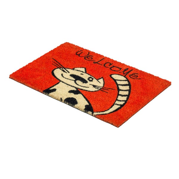 Fußmatte mit Katzenmotiv und Willkommensgruß