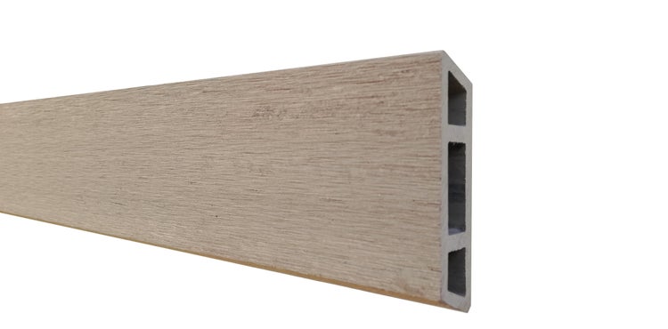 GartenLand Rhombus WPC Zaun Stockholm ca. 180 x 180 cm Sichtschutz Steckzaun Sand-Multicolor Aluminium Silber Ohne Pfosten
