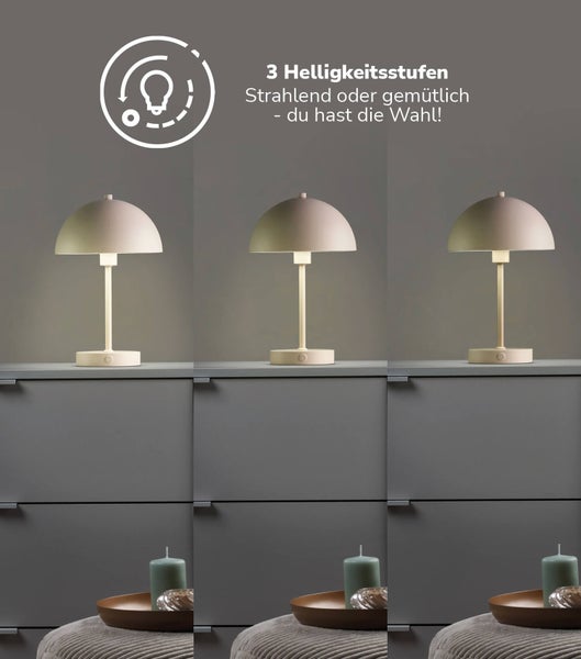 mokebo LED Tischlampe kabellos, Akku Tischleuchte dimmbar und aufladbar 'Der Leuchtturm' in Beige