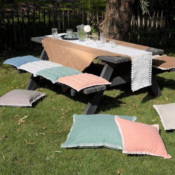 BURTO - Stuhlkissen Baumwolle mit stone-washed optik Snow White 40x40 cm