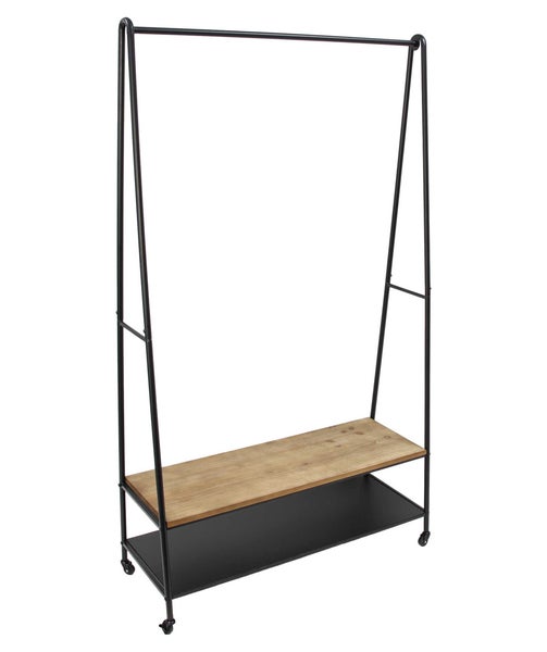 FRANK FLECHTWAREN | Garderobe Mobil, 99 x 39,5 x 173,5 cm, METALL, HOLZ