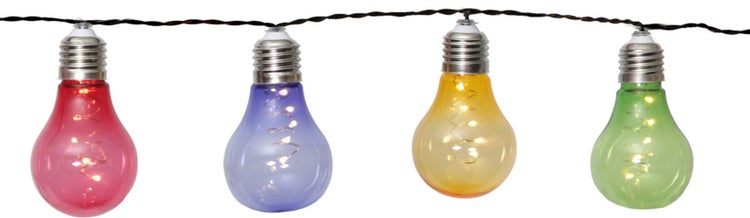 Lichterkette mit farbigen Glühbirnen für den Außenbereich