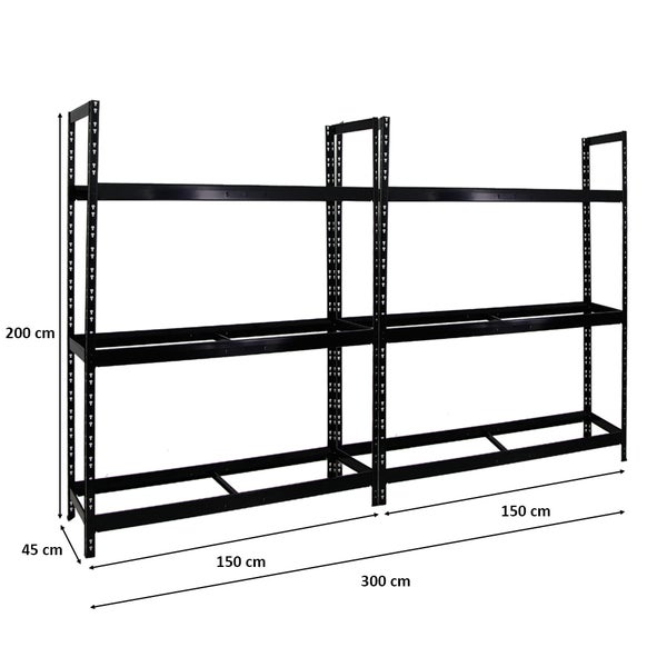PROREGAL Mega Deal 2x Reifenregal Tiger XL HxBxT 200 x 150 x 45 cm Bis Zu 36 Reifen Schwarz