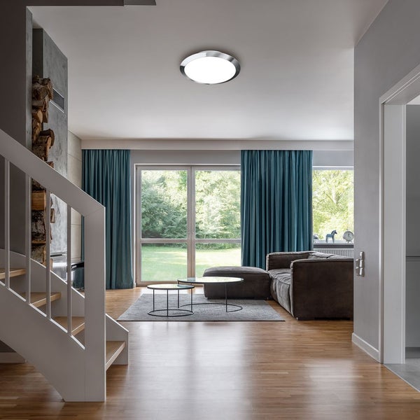 LED Deckenleuchte, chrom, IP44, 1xLED/12W