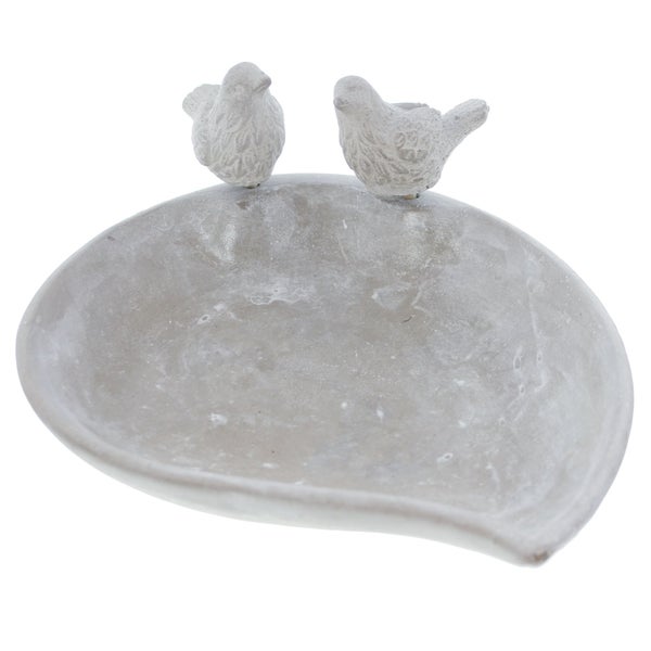 FRANK FLECHTWAREN | Vogeltränke Piepmatz, STEIN, 24 x 20 x 5 cm, GH 10 cm