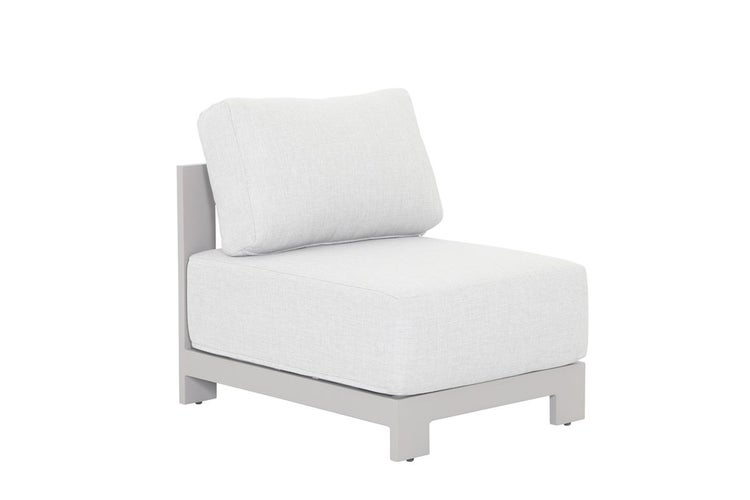 Loungesessel Mittelteil für Gartenmöbel mit dicken Sitz- und Rückenkissen und Aluminiumgestell.