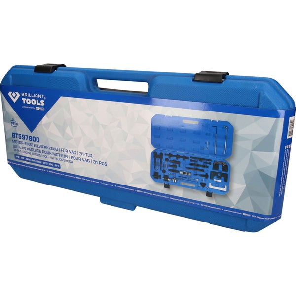Brilliant Tools Motor Einsteller Werkzeug Set für VW, Audi und Skoda in blauem Koffer