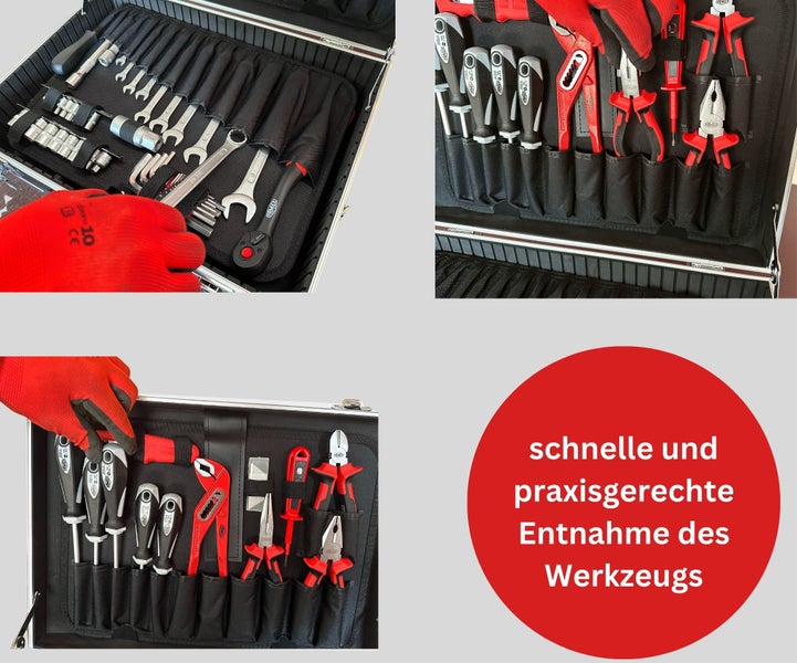 FAMEX 745-47 Werkzeugkoffer mit hochwertigem Werkzeug-Set, Werkzeugkiste, Werkzeugkasten