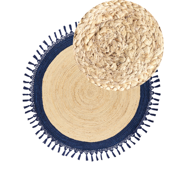 Teppich MARTS Dunkelblau ø 140 cm Jute