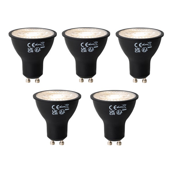 Set mit 5 GU10 dimabre LED lamp zwart 6W 500 lm 3000K