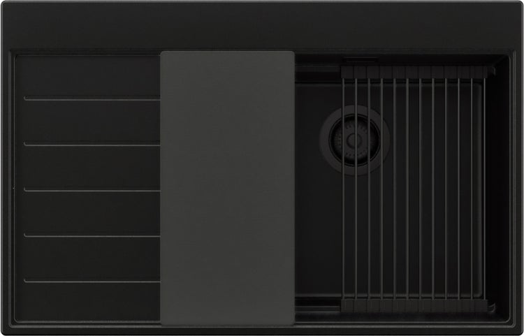 Spüle mit Abtropfgestell und Schiebebrett