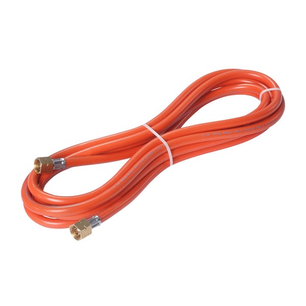 Gasschlauch orange mit Messinganschlüssen an beiden Enden.