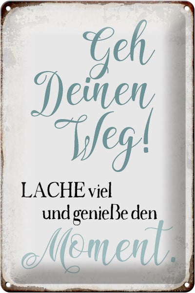 Blechschild Spruch 20x30cm geh deinen Weg genieße Moment