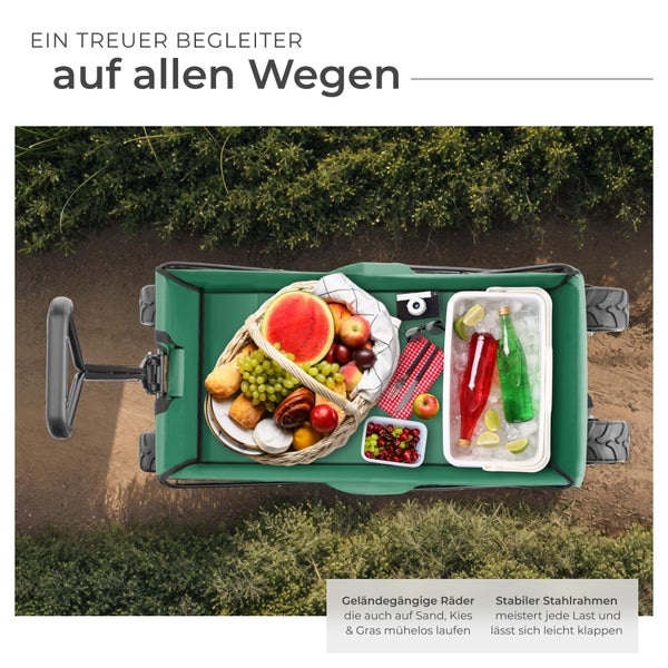 Bollerwagen tectake Heidrun inklusive Tragetasche, Belastbarkeit 80 kg faltbar grün