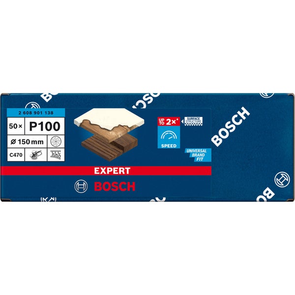Bosch 50x Expert C470 Schleifpapier Mehrloch für Exzenterschleifer 150 mm G 100 - 2608901138