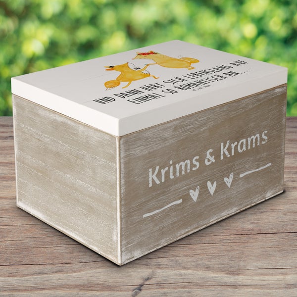 Mr. & Mrs. Panda 25 x 18 cm Holzkiste Füchse Hochzeit - Weiß