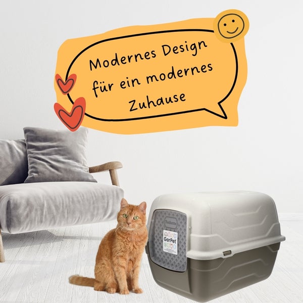 GarPet Katzenklo mit Deckel Schaufel Aktivkohlefilter - Haube kippbar - große XXL Katzentoilette Katzen WC Hauben Toilette Klo Outdoor