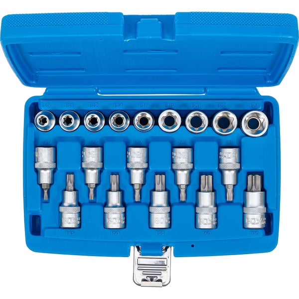 BGS Bit-Einsatz-/Steckschlüssel-Einsatz-Satz Antrieb Innenvierkant 12,5 mm (1/2) E-Profil / T-Profil (für Torx) 19tlg. - 5100