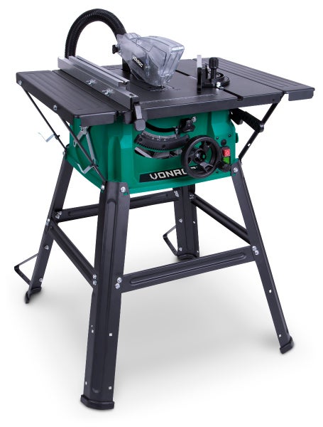 VONROC Tischkreissäge mit Untergestell und Führungsschiene 1500W - Tischsäge mit Staubabsaugung 5000U/min - 210mm - Inkl. Gehrungsführung und 40T Sägeblatt (Mit Untergestell)