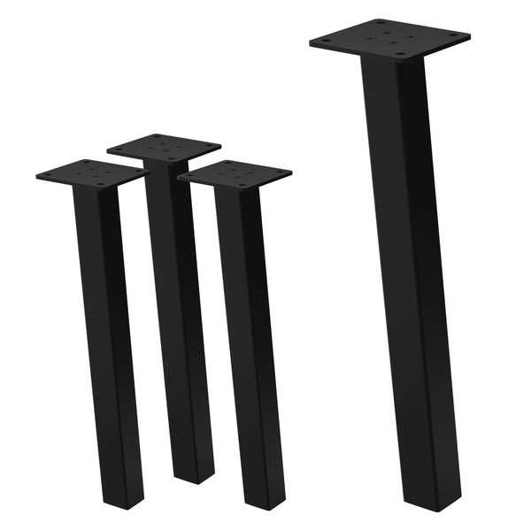 ML-Design 4er Set Tischbeine schräg H:42 cm, Schwarz glänzend, aus pulverbeschichtetem Stahl, eckig, Profil 4x4 cm, I-Form, Möbelfüße Metall 96° Neigung, Tischfüße Möbelbeine für Couchtisch, Sitzbank