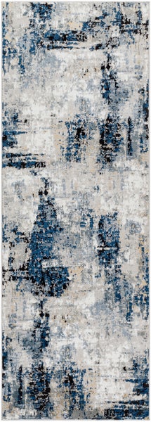 Abstrakt Moderner Flurteppich Blau/Grau/Beige 80x220 cm LENA