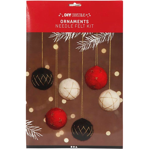 Creativ Company DIY Sets Nadelfilzen Weihnachtsbaumkugeln, D 6 cm, 6er Set, Kreativ Box