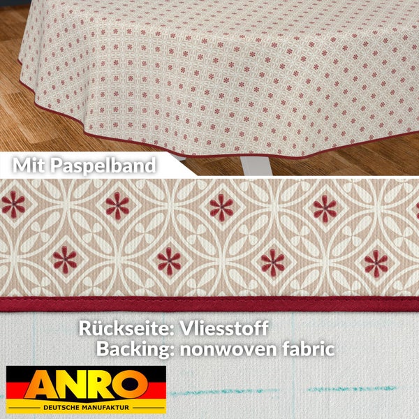 Tischdecke mit Blumenmuster und Paspelband