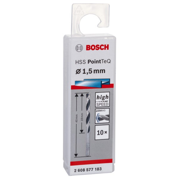 Bosch 10x HSS PointTeQ DIN 338 1,5 x 18 x 40 mm - 2608577183