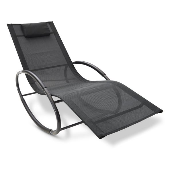 Schaukelliege Mila, ergonomisch geformt, 178 x 64 x 78 cm, schwarz
