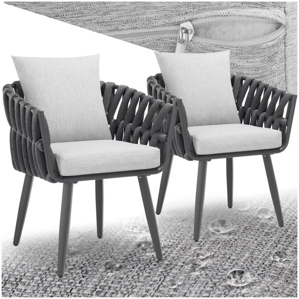 2er Set Stuhl tectake Lugano höhenverstellbare Kunststofffüße, 61 x 60 x 73 cm  mit Aluminiumgestellen anthrazit