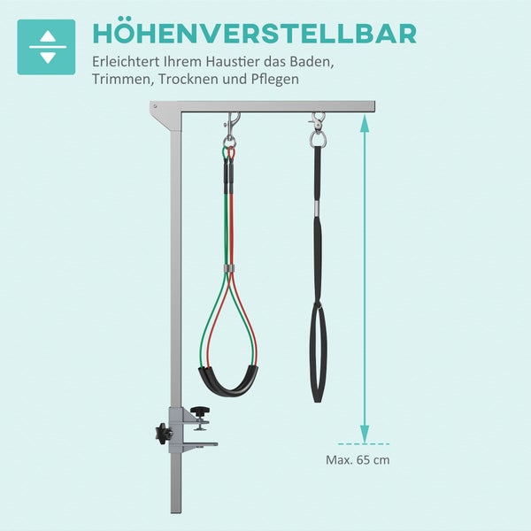 PawHut Haustier Fellpflege Arm, 36L x 8B x 74H cm, Aluminum, Edelstahl, Silber