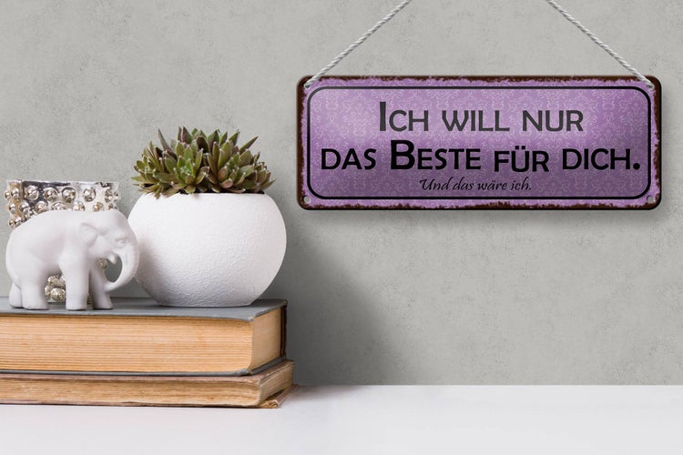 Blechschild Spruch 27x10cm ich will nur das Beste für dich Dekoration