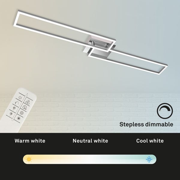 LED Deckenleuchte Wandlampe CCT dimmbar Fernbedienung 40W silber Metall Briloner