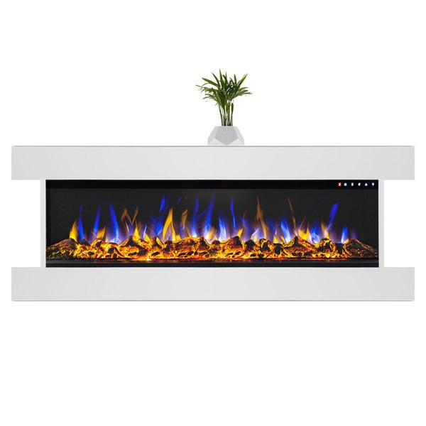 Glow Fire Elektrokamin 'Clear 50' | Multicolor LED Wandkamin mit Heizung in weiss (1600 W) | HxBxT: 52,5x151,7x22,3 cm