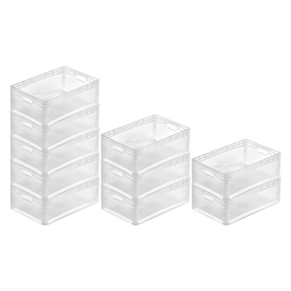 PROREGAL SparSet 10x Transparenter Eurobehälter LightLine mit Offenem Griff HxBxT22 x 40 x 60 cm 4,6 Liter Eurobox Transportbox