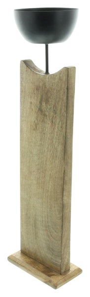 FRANK FLECHTWAREN | Kerzenhalter Holzsäule, MANGOHOLZ, METALL, 15 x 15 x 61 cm
