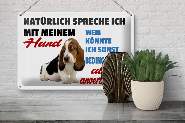 Blechschild Spruch 30x20cm natürlich spreche ich mit Hund
