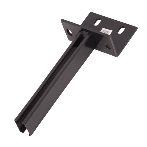 Schwarze Wandhalterung aus Metall mit Montageplatte und Tragearm.