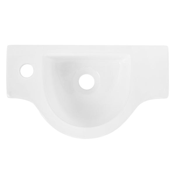 ML-Design Waschbecken Keramik Weiß 44,5x25,5x12 cm mit Ablaufgarnitur Weiß Keramik, Oval, Hahnloch links, Wandmontage, Aufsatzwaschbecken, Badezimmer Waschtisch Waschschale Waschplatz Handwaschbecken