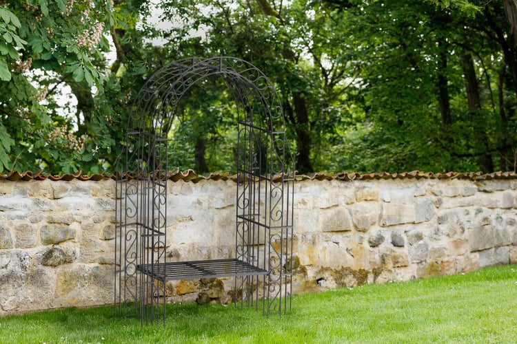 Rosenbogen ELEO Calabria mit Bank 160x50x234 cm Metall anthrazit - pulverbeschichtet schwarz