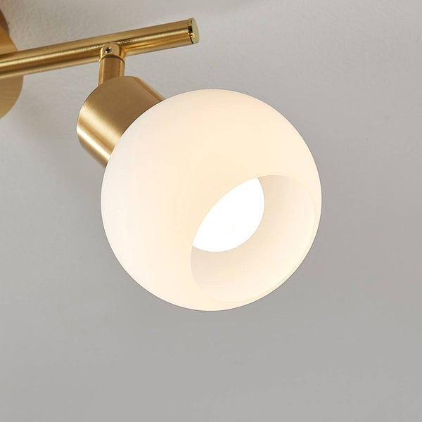 Goldfarbene Innenleuchte mit rundem Lampenschirm