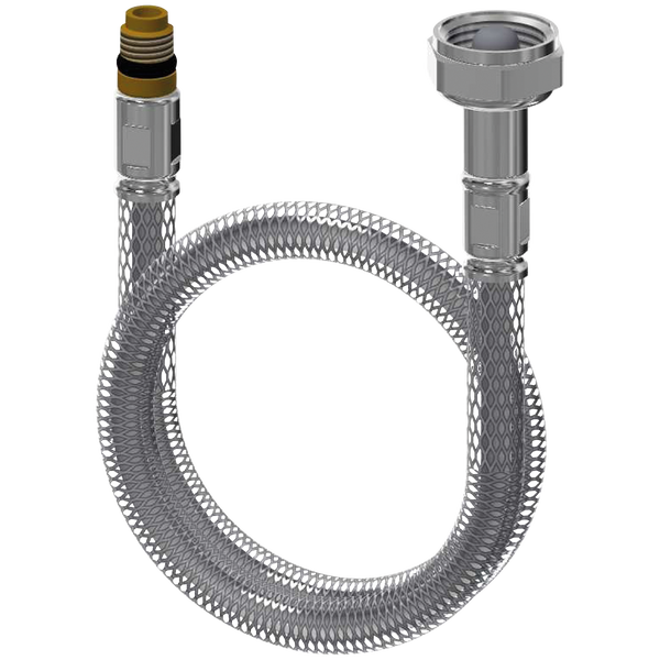 Flexibler Anschlussschlauch aus Metallgeflecht mit Gewindeanschlüssen für Sanitärarmaturen.