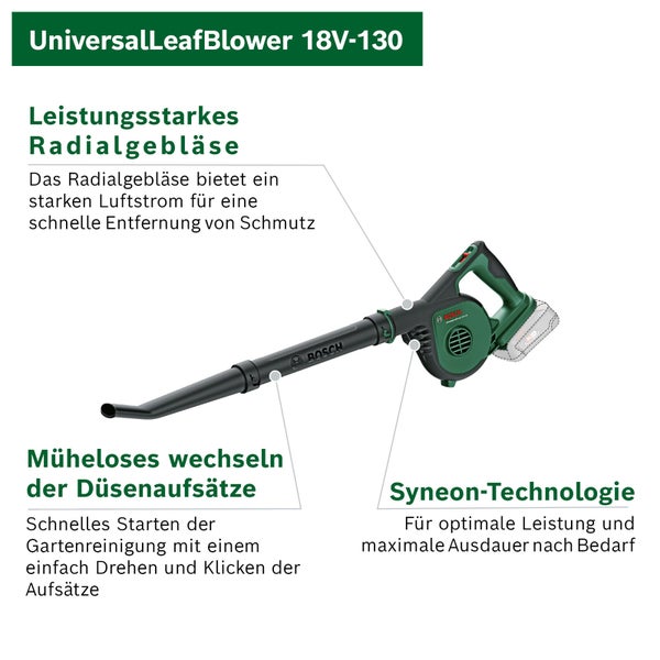 Bosch UniversalLeafBlower 18V-130 Akku Laubbläser