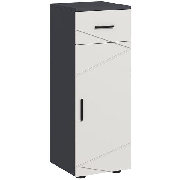 kleankin Badezimmerschrank Beistellschrank Badschrank mit Schublade, Verstellbar Ablagen, Aufbewahrungsschrank für Badezimmer, Wohnzimmer 30 x 30 x 82 cm Grau