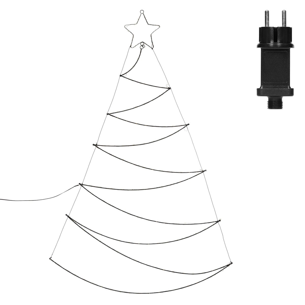 ECD Germany LED Weihnachtsbaum 150cm 150 LEDs Warmweiß, Stern, wandmontiert, LED Baum als dekorativer Aufhänger zu Weihnachten, Weihnachtsdekoration für Innen/Außen, Tannenbaum Christbaum Lichterkette