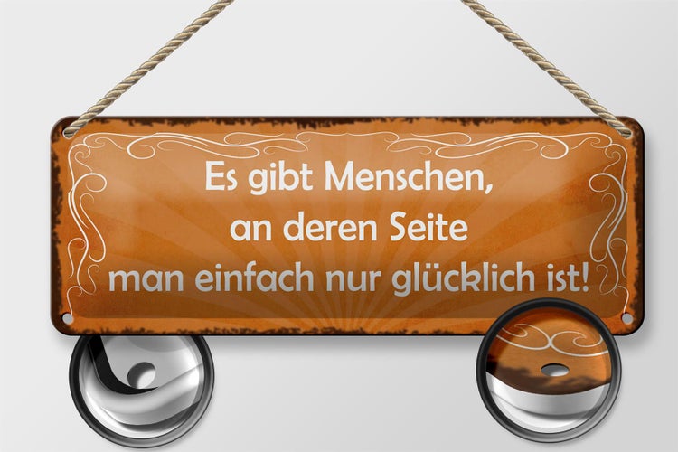 Blechschild Spruch 27x10cm Menschen einfach nur glücklich Dekoration