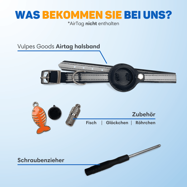 Vulpes Goods Katze Halsband - Apple Airtag Halsband für Katze - Kratzerfest und wasserdicht - Mit 3 Zubehör - 19-26 CM - XS