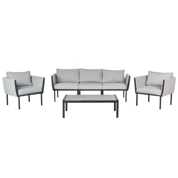 Gartenmöbelset mit Sofa, Sesseln und Tisch