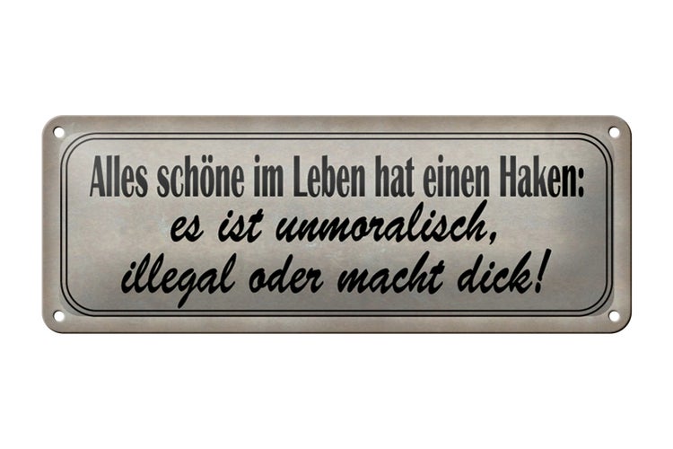 Blechschild Spruch 27x10cm alles schöne hat einen Haken Dekoration