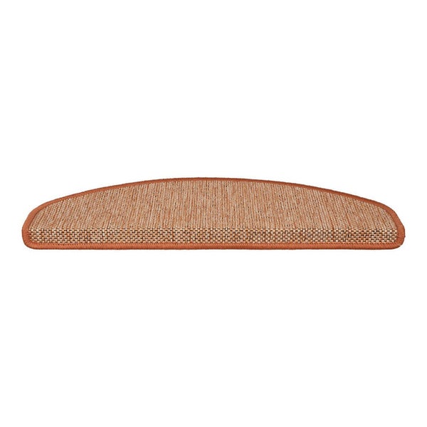 FLOORDIREKT Stufenmatte Sabang - Sisaloptik - Gekettelter Rand & Selbstklebend - Terra - 23,5 x 65 cm - Halbrund